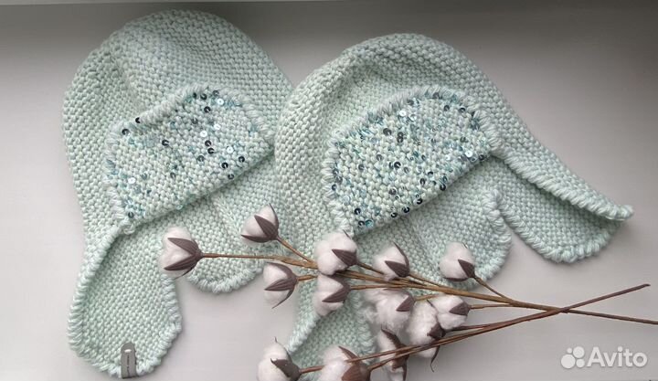 Шапка ушанка женская вязаная