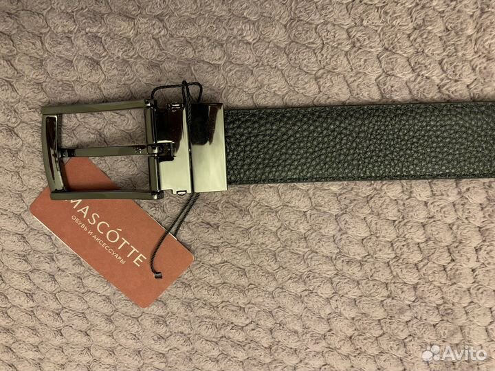 Мужской кожаный ремень черный mascotte