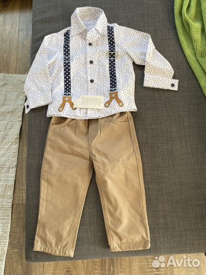 Новый костюм рубашка и джинсы на 6 месяцев