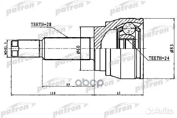 ШРУС наружный 28X60X24 ssang yong rexton II 06