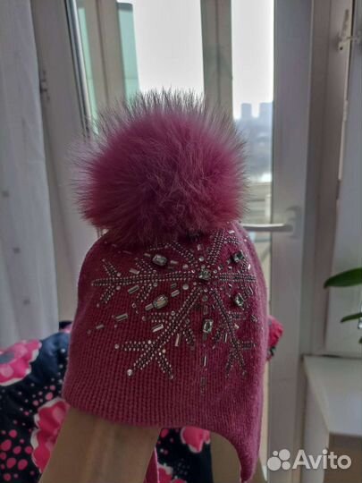 Шапка зимняя для девочки 44-46
