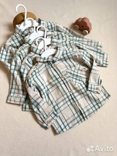 Фланелевая рубашка H&M 68,74,80