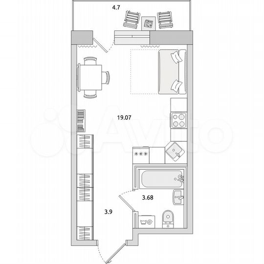 Квартира-студия, 31,4 м², 16/21 эт.