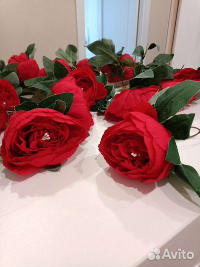 Искусственные цветы для декора. Пионы красные
