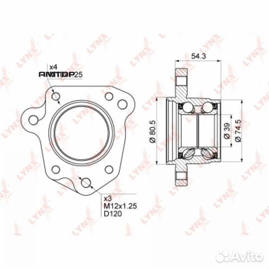Lynxauto WB1013 Ступица колеса зад лев