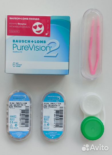 Линзы контакт Blausch+Lomb Pure Vision-2,5-3,25