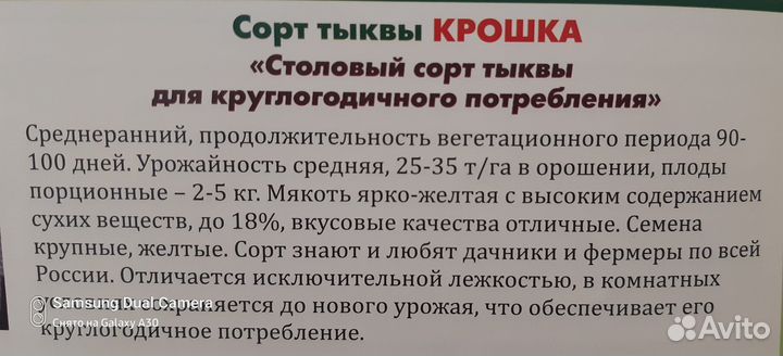 Семена тыквы крошка