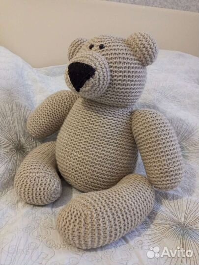 Медведь вязаный, натуральная шерсть 50