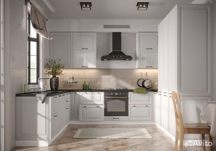 Кухонный гарнитур с крашеными фасадами (эмаль)