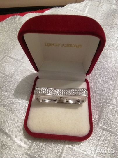Кольцо дорожка на 2 пальца. Сваровски