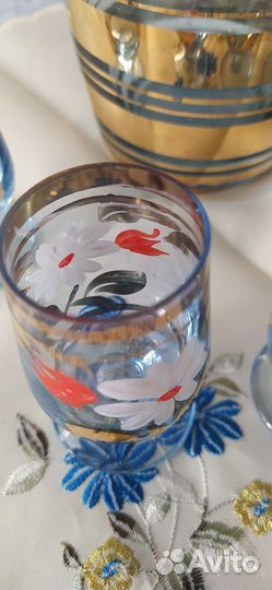 Графин с рюмками СССР синий