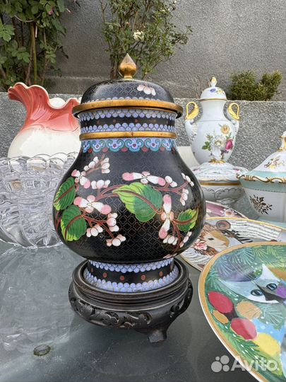 Старый Китай. Клуазоне. Чайница