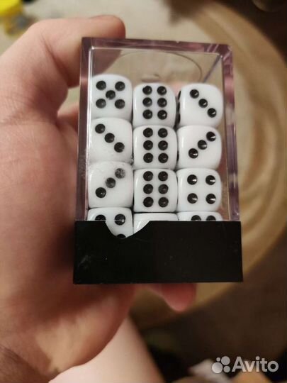 Набор кубиков D6. Прозрачные белый 12 мм. (36 шт)