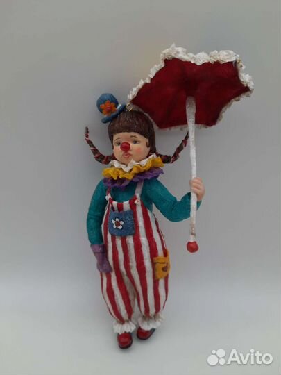 Ватная елочная игрушка Клоунесса