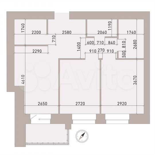 2-к. квартира, 56,5 м², 1/9 эт.