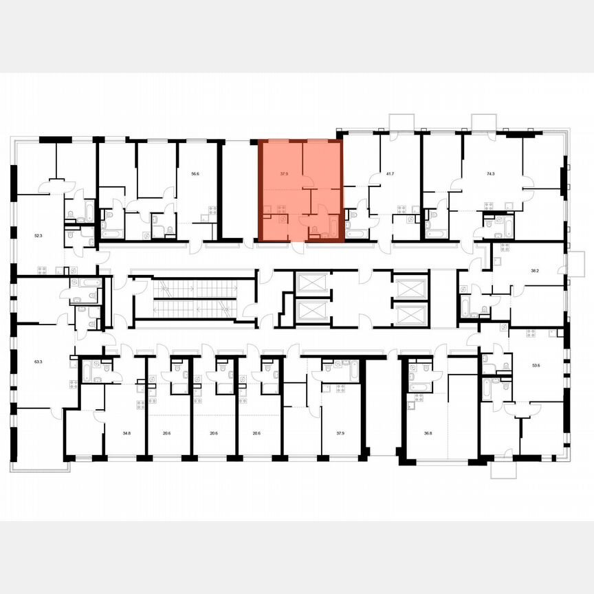1-к. квартира, 37,9 м², 22/37 эт.