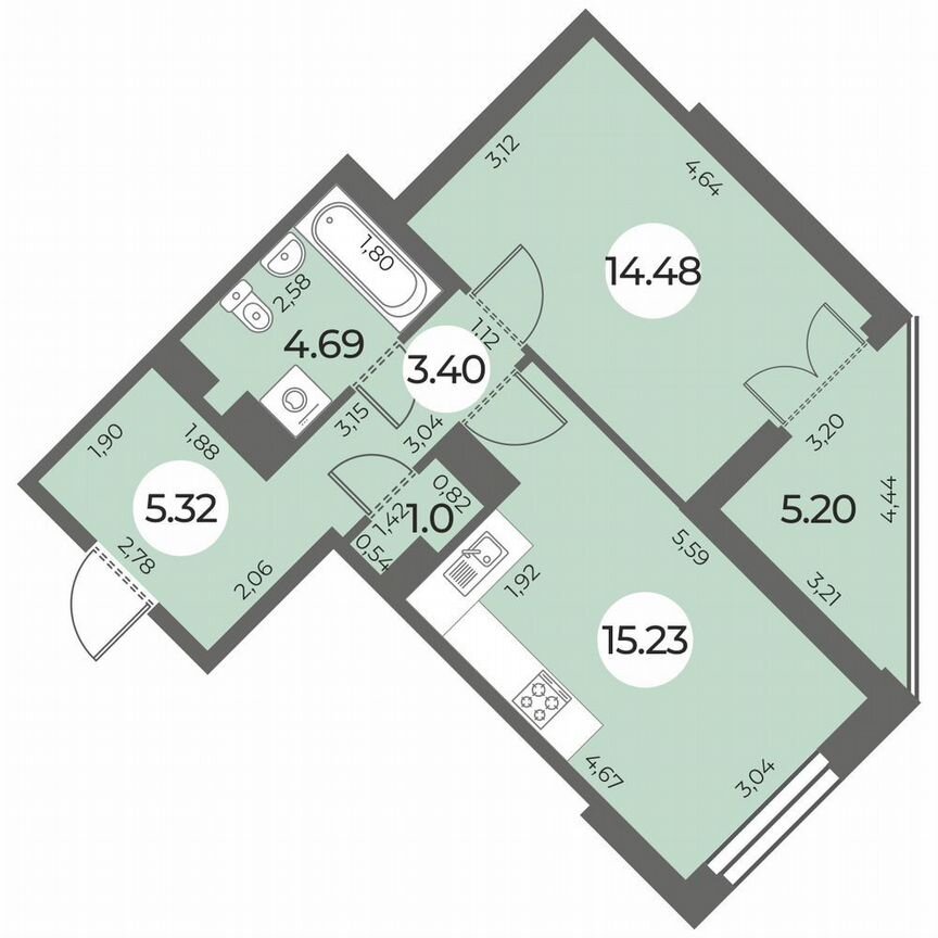 1-к. квартира, 46 м², 11/24 эт.