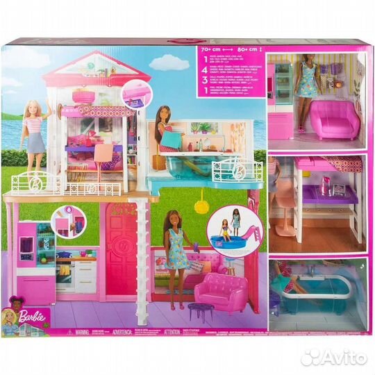 Набор игровой Barbie дом+куклы +аксессуары GLH56