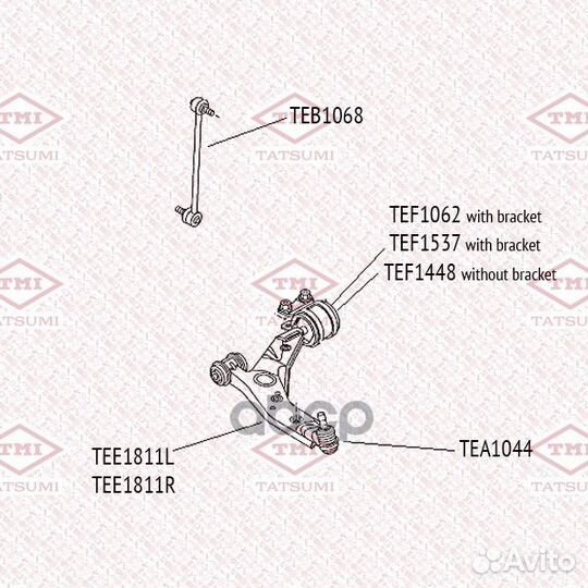 Сайлентблок рычага TEF1062 tatsumi