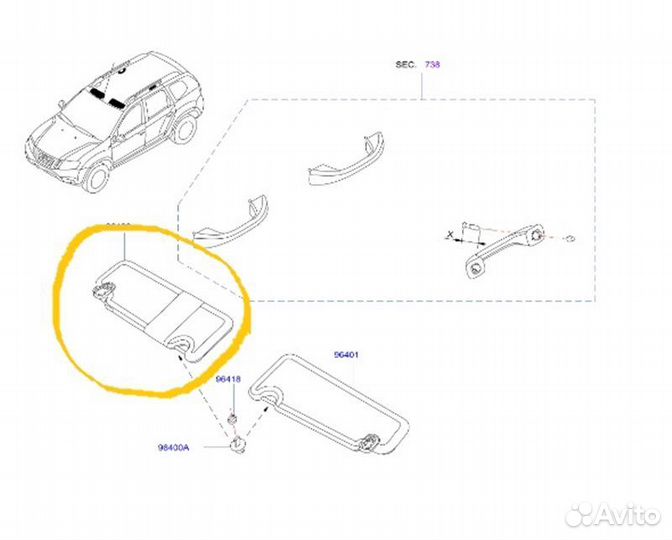 Козырек солнцезащитный правый Nissan Terrano D10