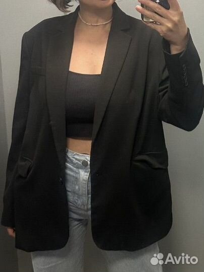 Пиджак женский черный оверсайз L