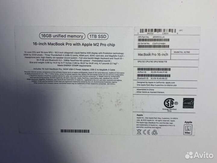 Apple MacBook Pro 16 (M2 Pro, 1TB, 16gb)