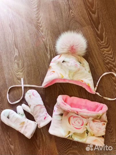 Шапка +снуд+ варежки