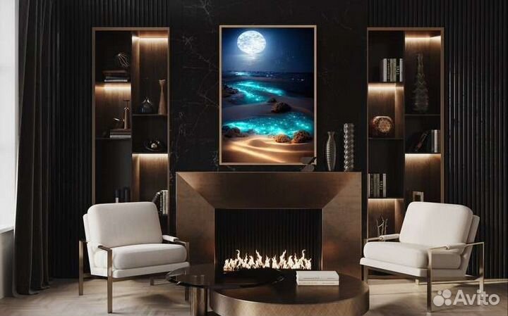 Картина маслом Река между горами