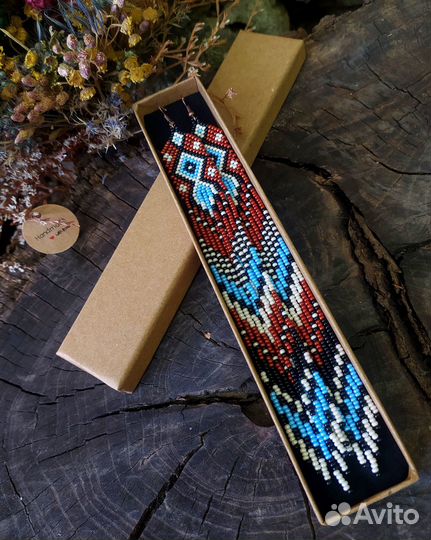 Длинные серьги кисти из бисера в этническом стиле