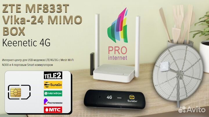 Роутер keenetic 4G ZTE MF833T Vika-24 mimo BOX