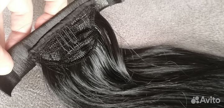 Накладной хвост на заколке искусственные волосы