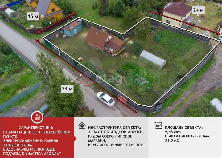 Дача 31 м² на участке 9,5 сот.