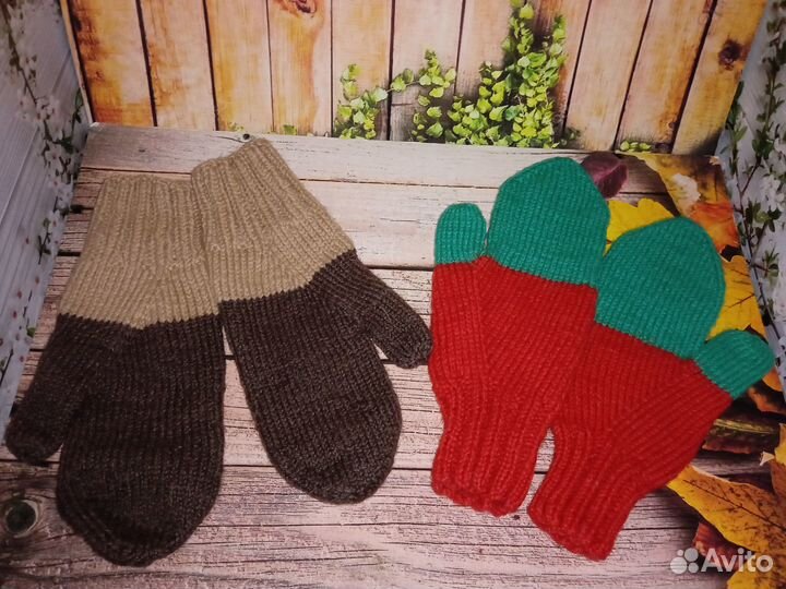 Чисто шерстяные варежки. Козий и Овечий пух