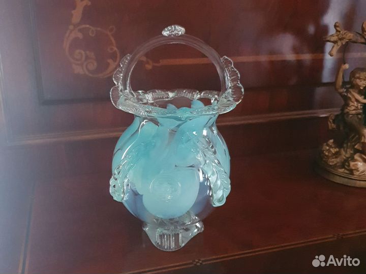 Ваза конфетница цветное стекло