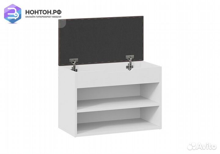 Тумба для обуви Тип 11 белый ясень / велюр серый