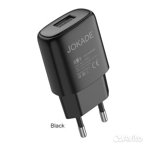 Сзу jokade JB015 1*USB 3A fast charge Black