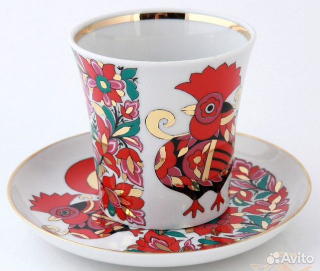 Бокал с блюдцем лфз Петух