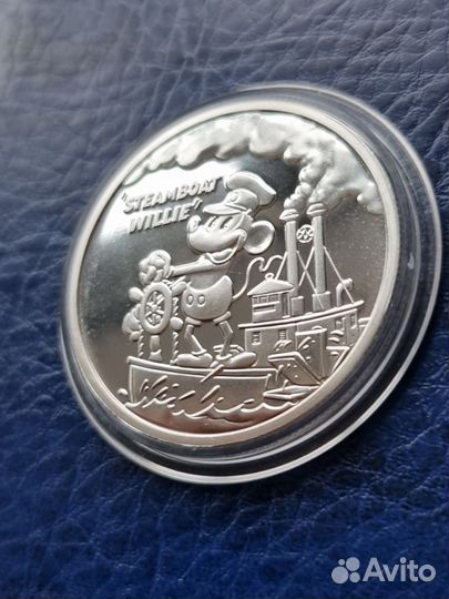Монета Серебро Микки Маус Пароходик Вилли Унция