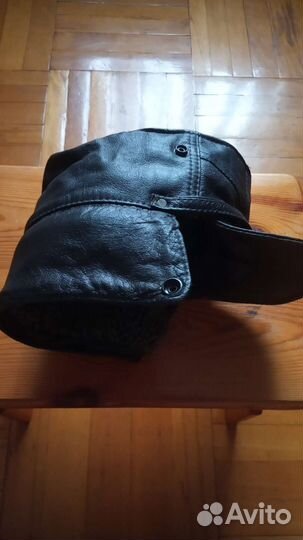 Кепка кожаная зимняя утепленная на меху classic