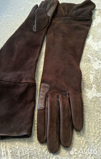 Перчатки женские высокие замша/кожа (7) Eleganzza