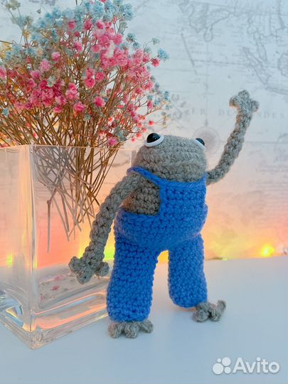 Лягушка в комбезе (вязаная)