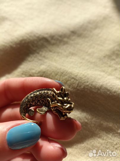Брелок рыба дракон латунь