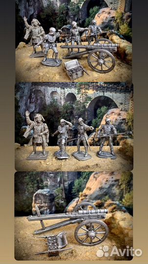 Оловянные солдатики Средневековые пушкари набор
