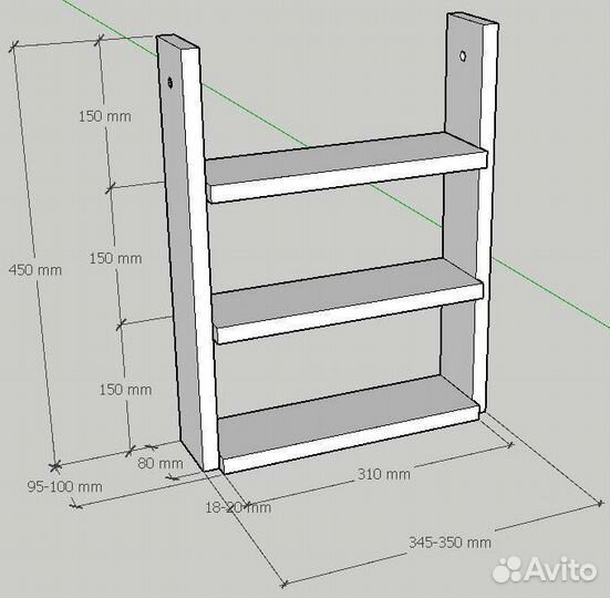 Полка настенная деревянная