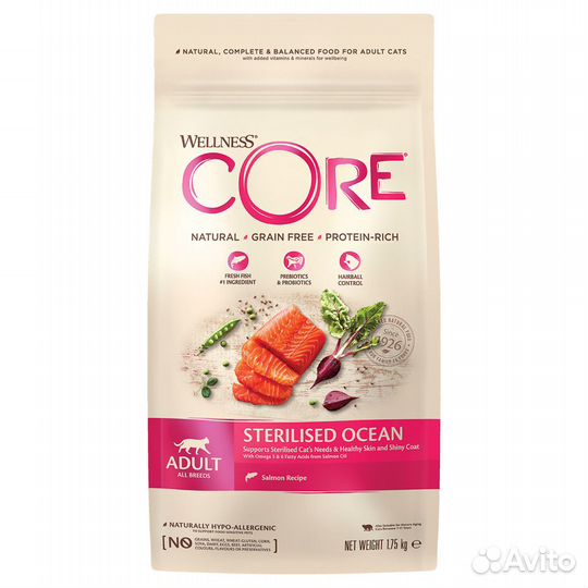 Корм Wellness core из лосося для стерилизованных к