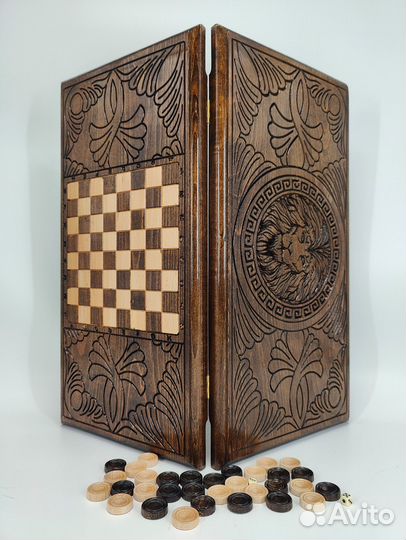 Нарды резные с контрастным полем