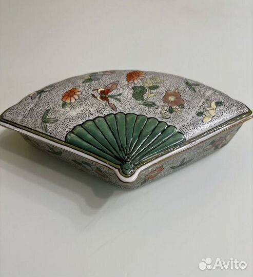 Старинная веерная шкатулка Старый Китай фарфор