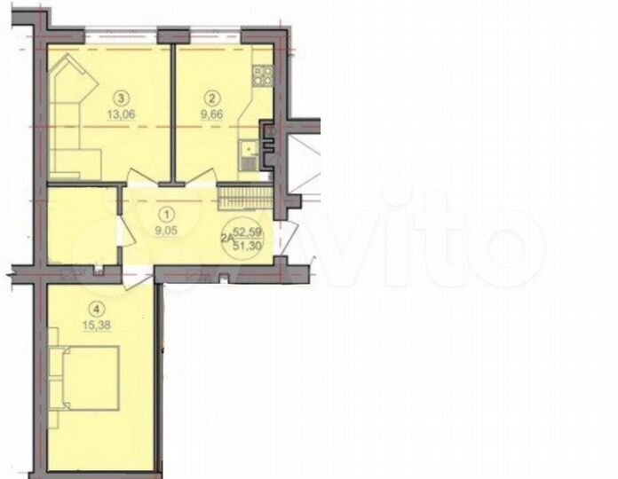 2-к. квартира, 52 м², 2/2 эт.