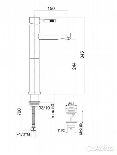 Смеситель для раковины Webert Rimini RI830402560