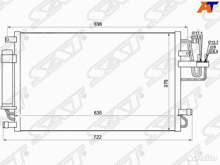 Радиатор кондиционера hyundai tucson 04-09/KIA spo